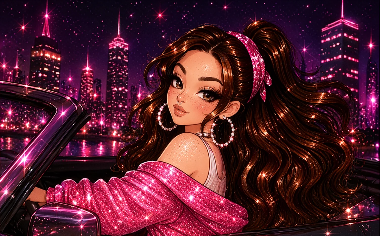 Big Cheeky pink night sparkle editorial